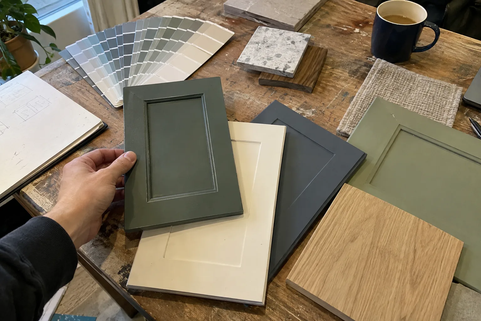 Образцы выкрасов и веер оттенков для дверей